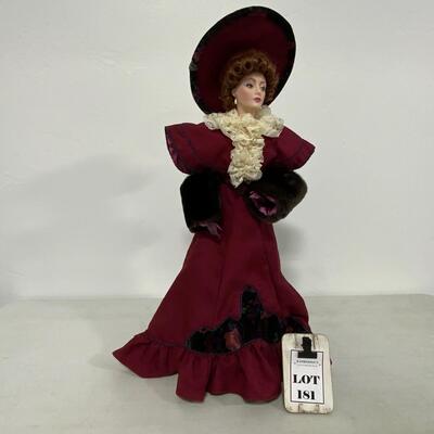 -181- Franklin Mint Heirloom Doll | Gorgeous Red Dress