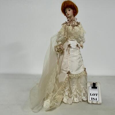 -184- Franklin Mint Heirloom Doll | Lacey Ivory Dress