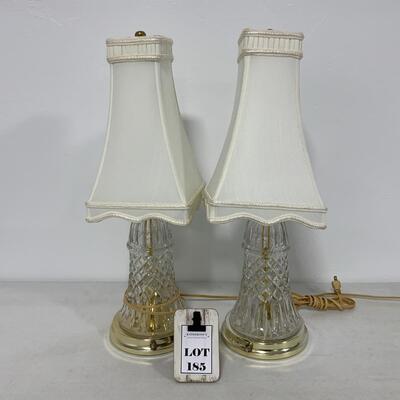 -185- Set of Two Accent Lamps | Heavy Cut Glass Bases