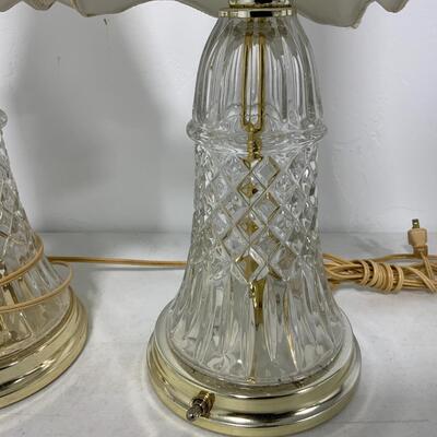 -185- Set of Two Accent Lamps | Heavy Cut Glass Bases