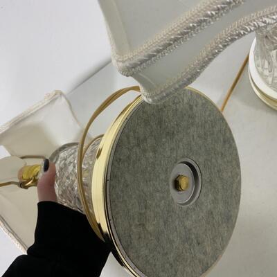 -185- Set of Two Accent Lamps | Heavy Cut Glass Bases