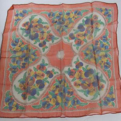 2 Vintage Large Ladies Hankies, Very Thin Material