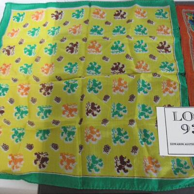 2 Vintage Large Ladies Hankies, Very Thin Material
