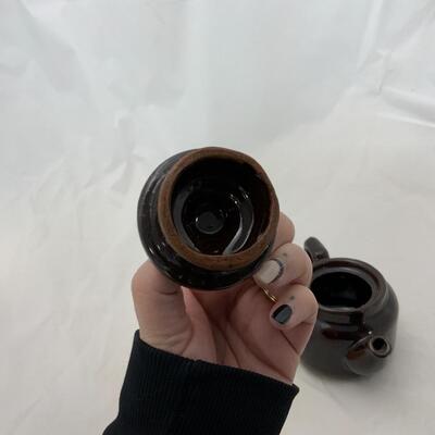 -204- Two Small Brown Tea Pots