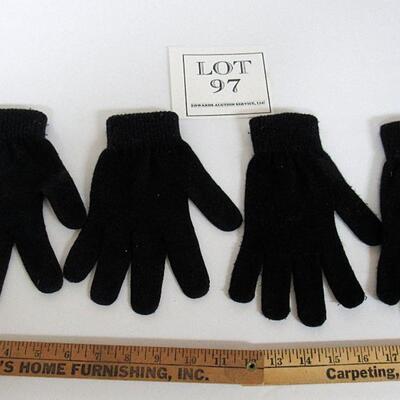2 Pair Black Gloves, Thin Knit