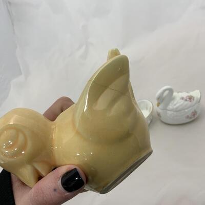 -207- SHAWNEE | Bird Planter | LEFTON | Heart Dish and Swan