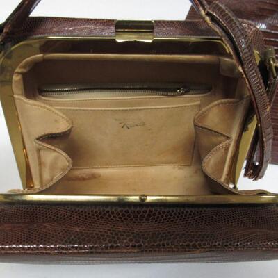 2 Vintage Handbags, Rivits and Palizzio of NY Lizard Skin, and 3 Money/Card Holders