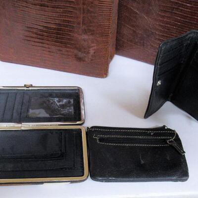 2 Vintage Handbags, Rivits and Palizzio of NY Lizard Skin, and 3 Money/Card Holders
