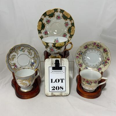 -208- Three Ornate Sets | Cups and Saucers