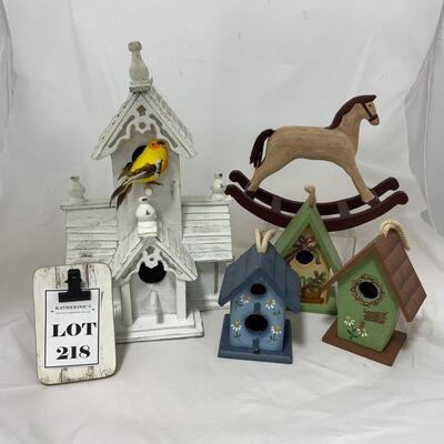 -218- Four Bird Houses | Wood Rocking Horse