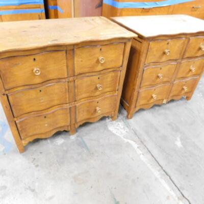 Pair of Wood Finish Serpentine Front Studio Pine Dressers by Drexel