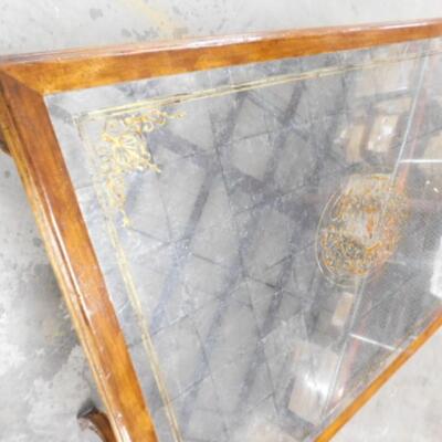 Wood Frame French Regency Accent Table with Gilt Painted Mirror Top