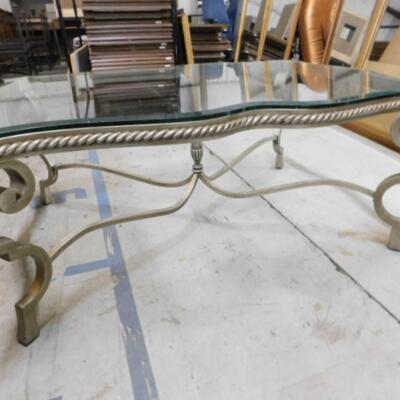 Wrought Metal French Regency Glass Top Coffee Table