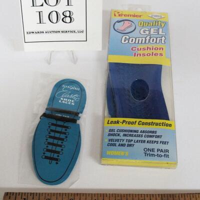Dr Scholl's Gel Insoles, Ladies, and Flex-o-Lace Elastic Shoe Laces, Never Used