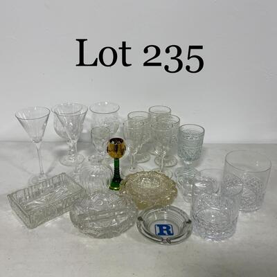 -235- Assorted Glasses and Glass Dishes