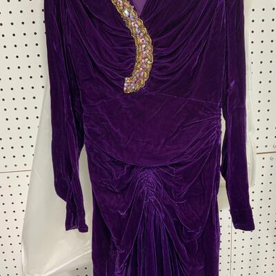 -237- Womenâ€™s Purple Velvet Dress | Night Gowns