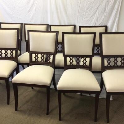 E957 Set of 8 Hickory Chair Co. White Upholstered Dining Room Chairs