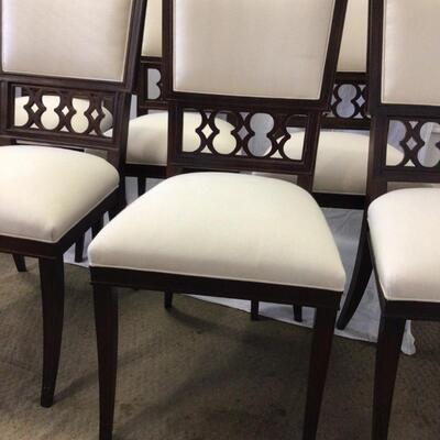 E957 Set of 8 Hickory Chair Co. White Upholstered Dining Room Chairs