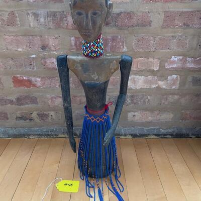 African Jointed Sculpture with Glass Beads