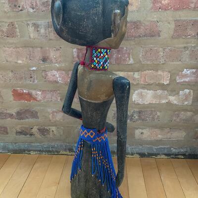 African Jointed Sculpture with Glass Beads