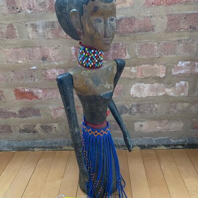 African Jointed Sculpture with Glass Beads