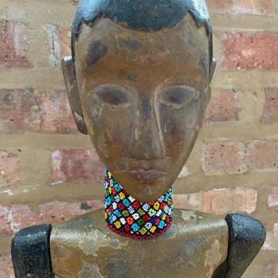 African Jointed Sculpture with Glass Beads