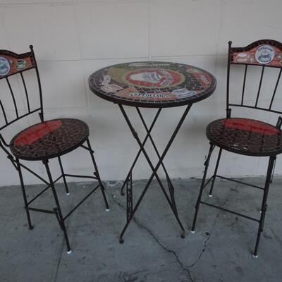LOT 604. BAR HEIGHT TILE BISTRO SET