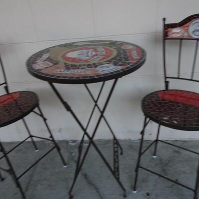 LOT 604. BAR HEIGHT TILE BISTRO SET