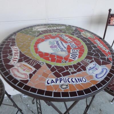 LOT 604. BAR HEIGHT TILE BISTRO SET