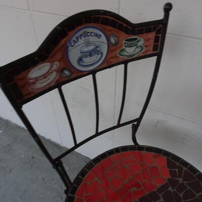 LOT 604. BAR HEIGHT TILE BISTRO SET