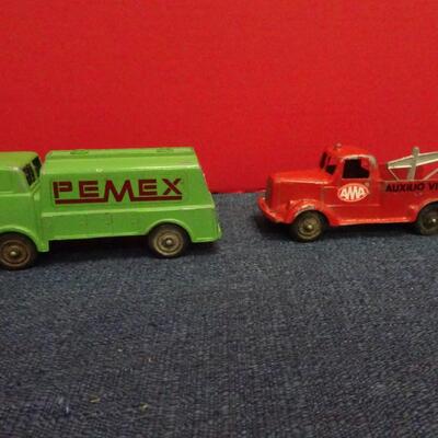 LOT 619. VINTAGE METAL TOY TRUCKS