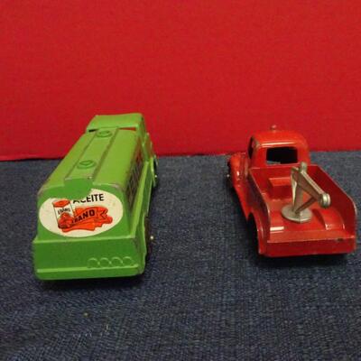 LOT 619. VINTAGE METAL TOY TRUCKS