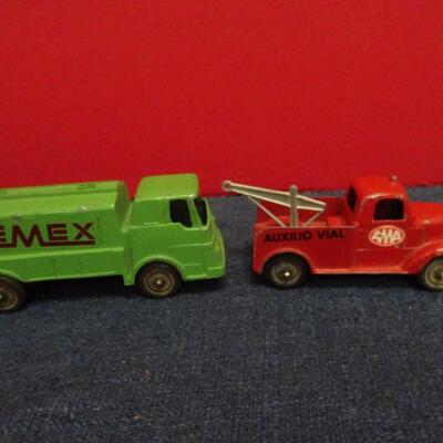 LOT 619. VINTAGE METAL TOY TRUCKS