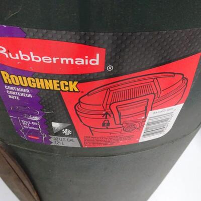 LOT 580. YARD TOOLS  AND RUBBERMAID WHEELED TRASH CAN