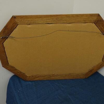 LOT 581. WALL MIRROR WITH OAK TRIM
