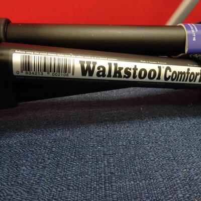 LOT 597. TWO  WALKSTOOL BRAND  ALUMINUM FOLDING STOOLS (MADE IN SWEDEN)