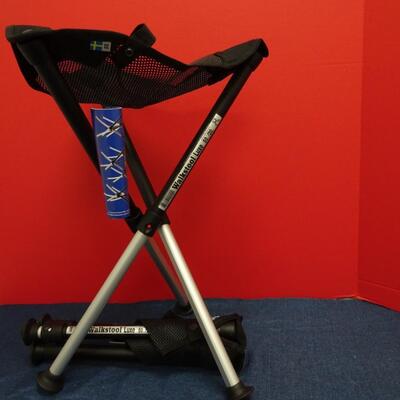 LOT 599. TWO  WALKSTOOL BRAND  ALUMINUM FOLDING STOOLS (MADE IN SWEDEN)