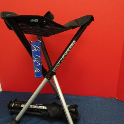 LOT 599. TWO  WALKSTOOL BRAND  ALUMINUM FOLDING STOOLS (MADE IN SWEDEN)