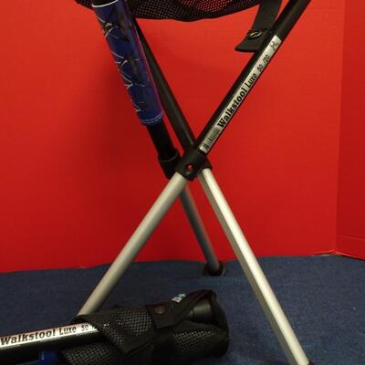 LOT 600. TWO  WALKSTOOL BRAND  ALUMINUM FOLDING STOOLS (MADE IN SWEDEN)