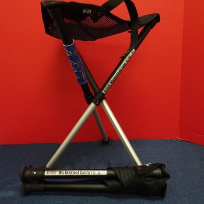 LOT 601. TWO  WALKSTOOL BRAND  ALUMINUM FOLDING STOOLS (MADE IN SWEDEN)