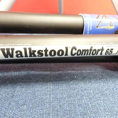 LOT 601. TWO  WALKSTOOL BRAND  ALUMINUM FOLDING STOOLS (MADE IN SWEDEN)