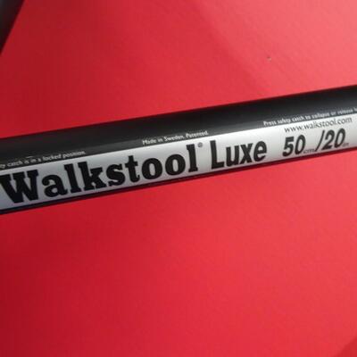 LOT 601. TWO  WALKSTOOL BRAND  ALUMINUM FOLDING STOOLS (MADE IN SWEDEN)