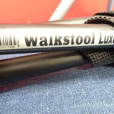 LOT 602. TWO  WALKSTOOL BRAND  ALUMINUM FOLDING STOOLS (MADE IN SWEDEN)