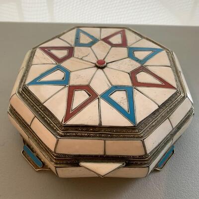 Brass, Bone and Enamel Box