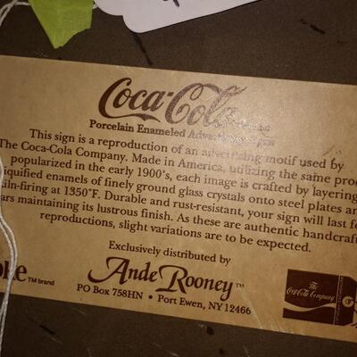 COCA-COLA ROUND SIGN ANDE ROONEY PORCELAIN