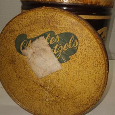 VINTAGE CHARLES PRETZELS TIN - MOUNTVILLE PA ADVERTISING - PRIMITIVE DECOR