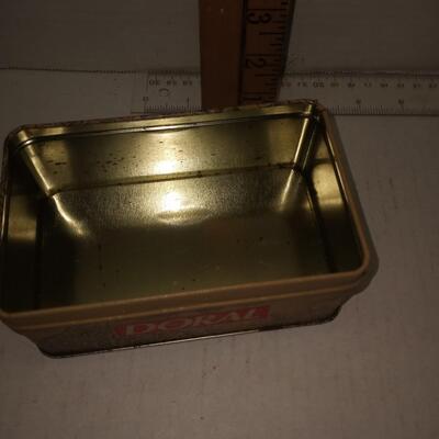 DORAL Promotional Tin Box Detached Lid Collectible Tobaccoville Brown Upcycle
