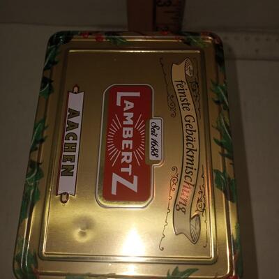 Vintage Lambertz Wind Up Gold Tin Music Box German Christmas Plays Jingle Bells