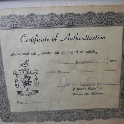 LOT 123 FRAMED PRESTON OIL PAINTING WITH CERTIFICATE OF AUTHENTICATION