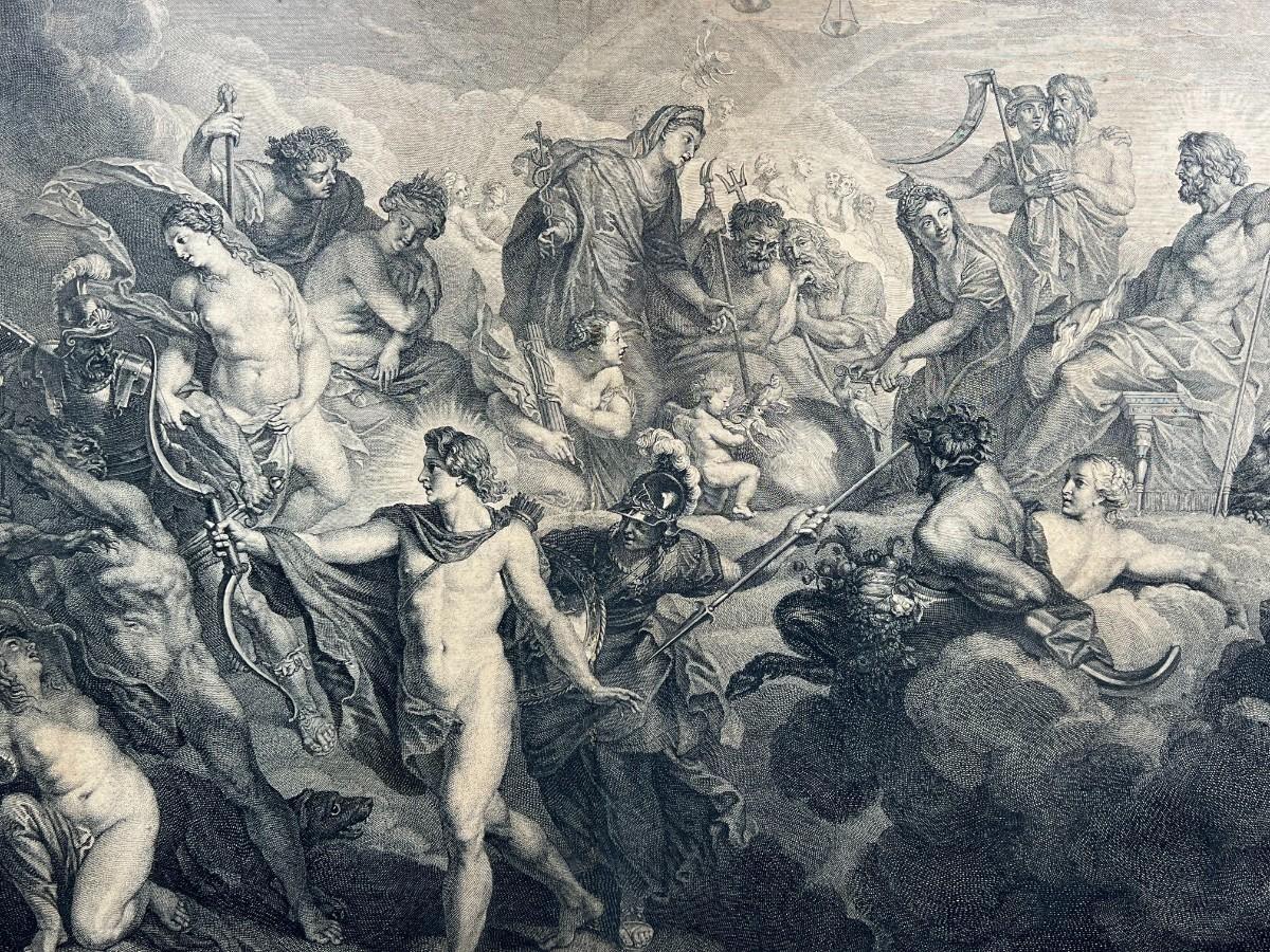 Antique Framed French Print of The Council of the Gods by Peter Paul